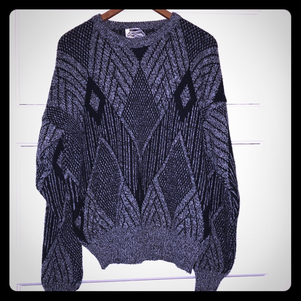 {vintage} patterned oversized sweater